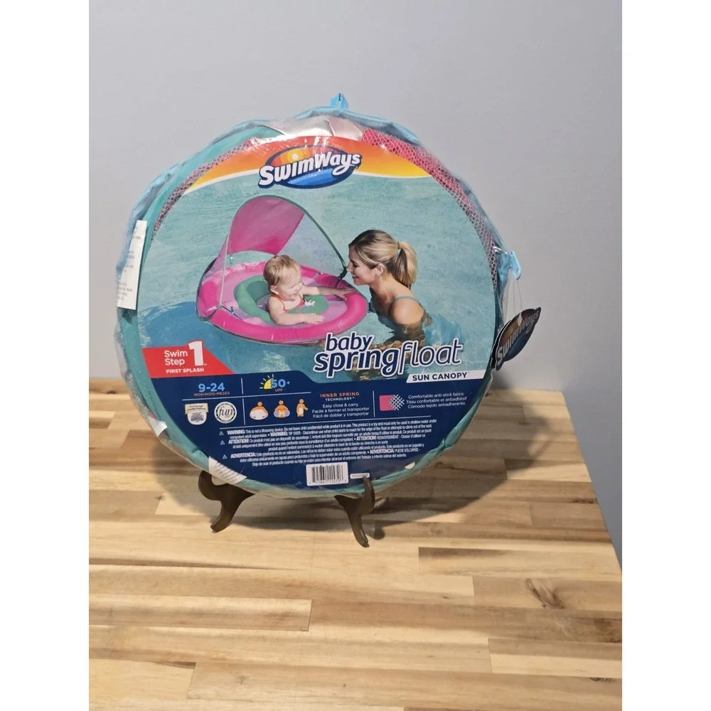 SwimWays Swim Step 1 Baby Spring Float Sun‎ Canopy Pink 9-24 months